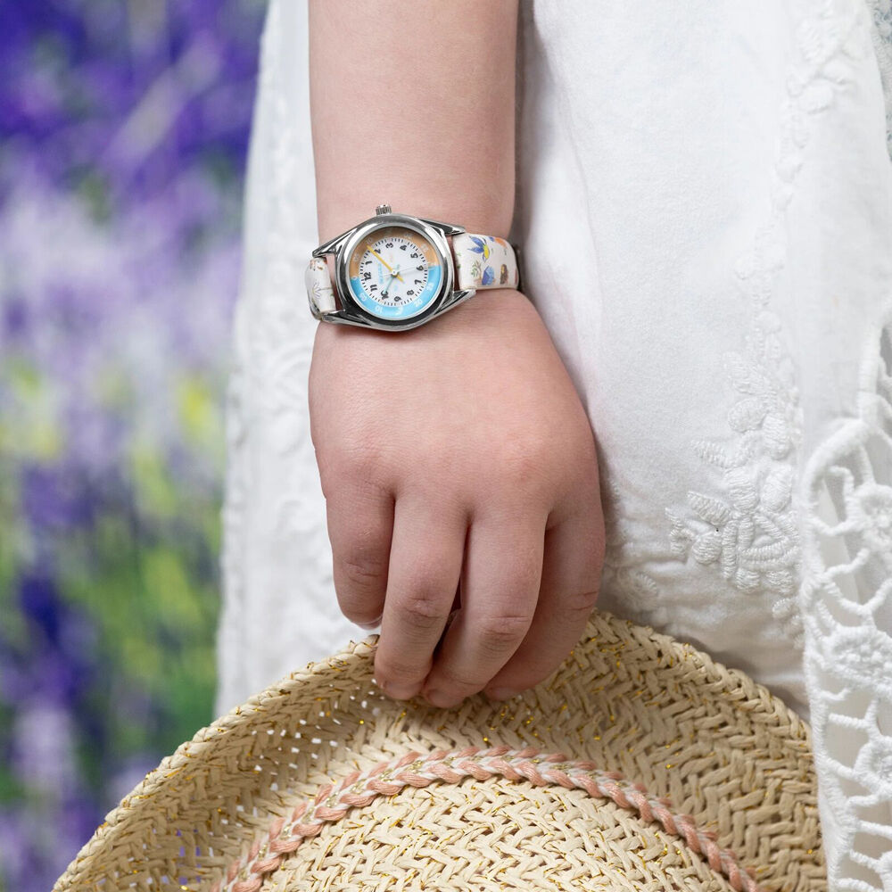 Tikkers x RSPB Wild Things Printed Strap Kids Time Teacher Watch - White