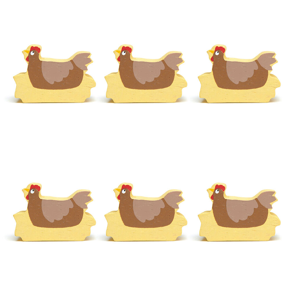 6pc Tender Leaf Toys Chicken Wooden Animal Set Kids 3y+