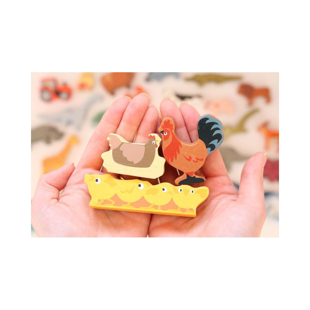 6pc Tender Leaf Toys Chicken Wooden Animal Set Kids 3y+