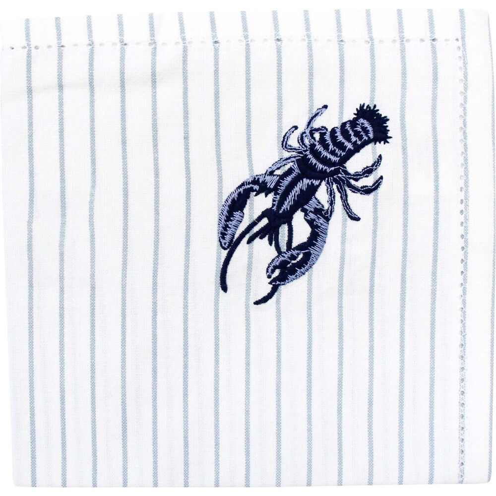 8PK LVD Stonewashed Chambray Cotton Reusable Table Napkin 45x45cm Lobster
