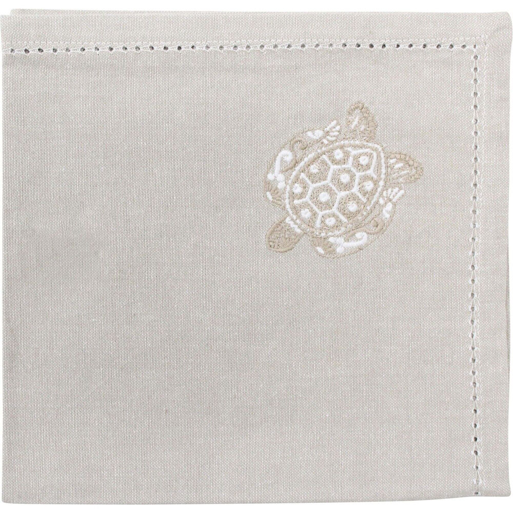 4PK LVD Stonewashed Chambray Cotton Reusable Table Napkin 45x45cm Turtle