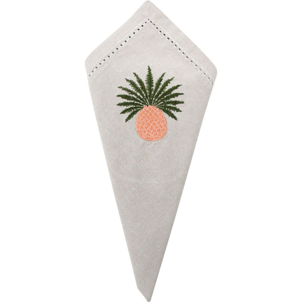 8PK LVD Stonewashed Chambray Cotton Reusable Table Napkin 45x45cm Pineapple