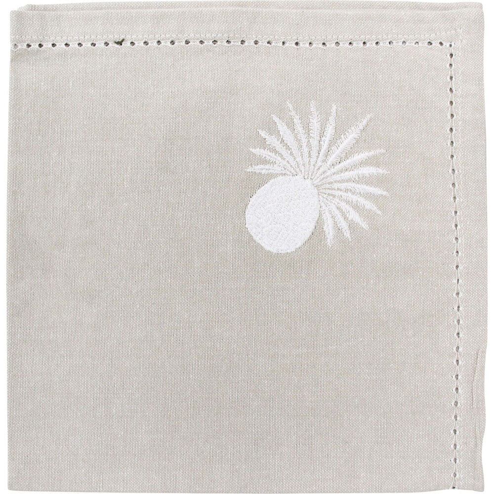LVD Stonewashed Chambray Cotton Reusable Table Napkin 45x45cm White Pineapple