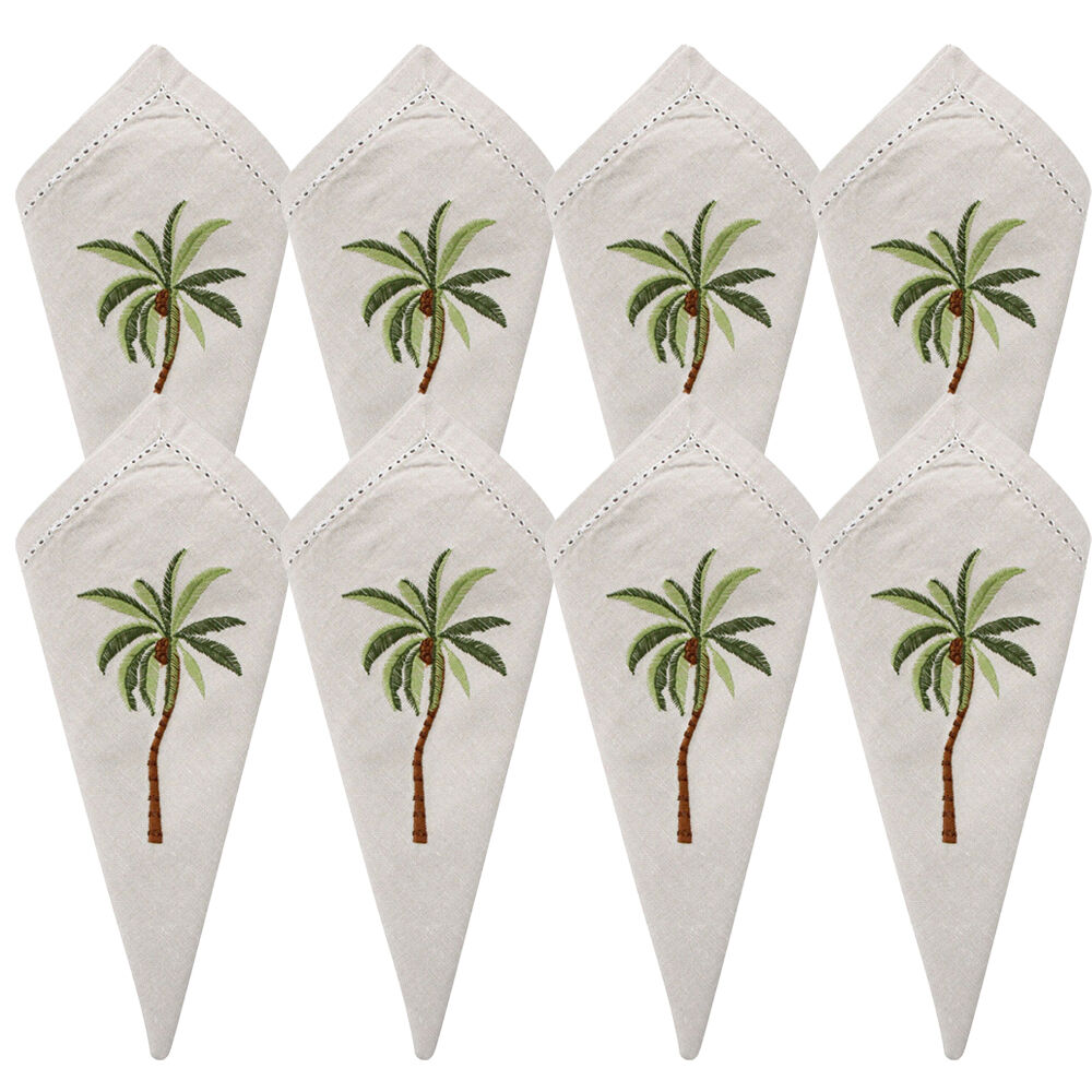 8PK LVD Stonewashed Chambray Cotton Reusable Table Napkin 45x45cm Palm