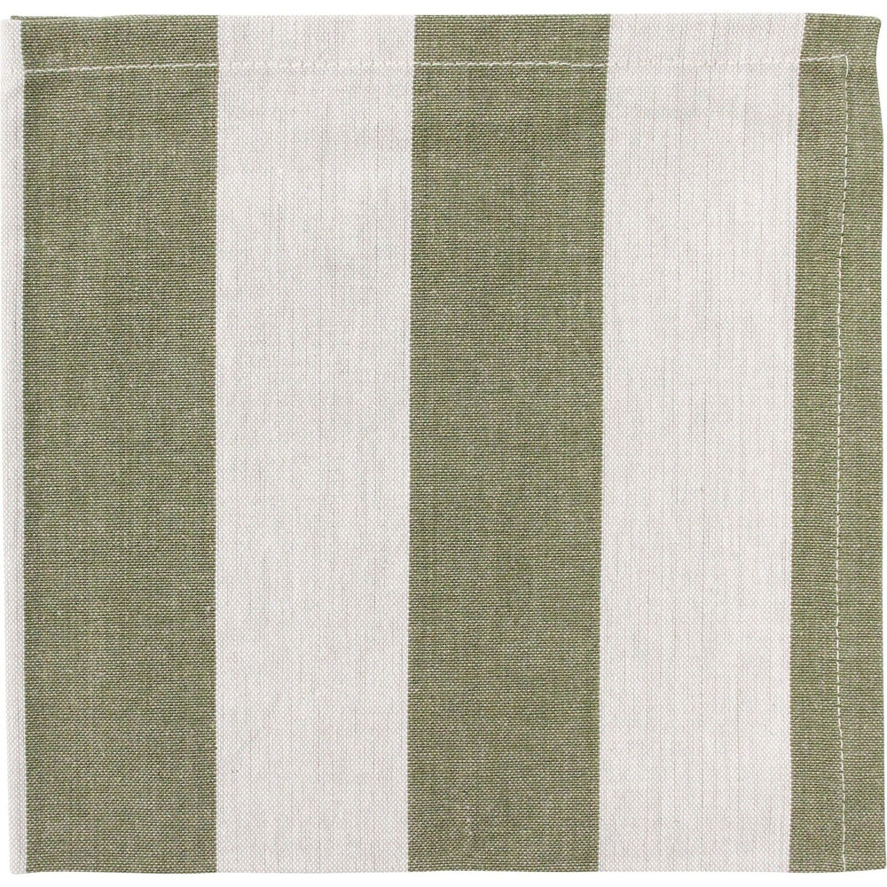 4PK LVD Stonewashed Chambray Cotton Striped Reusable Napkin 45x45cm Olive