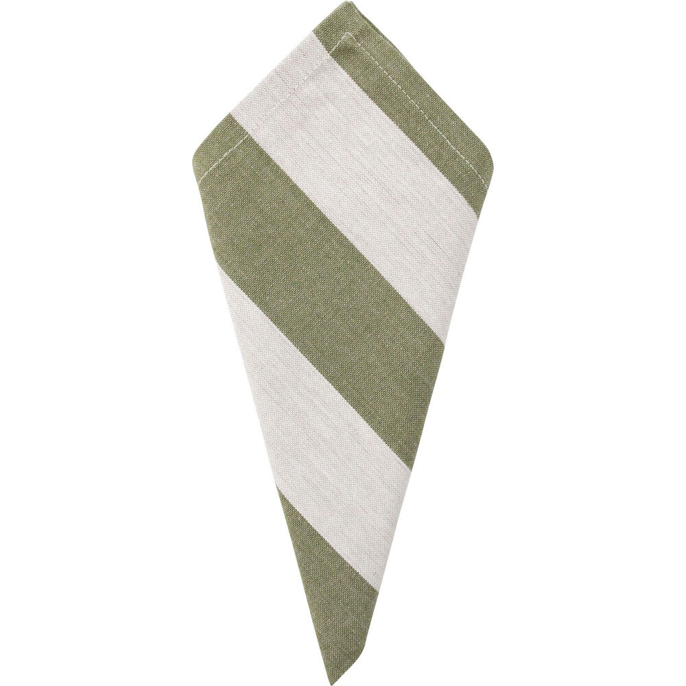 8PK LVD Stonewashed Chambray Cotton Striped Reusable Napkin 45x45cm Olive