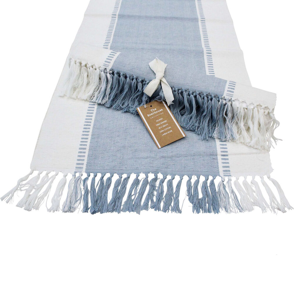 LVD Stonewashed Chambray Cotton Atlanta Table Runner 40x180cm Blue