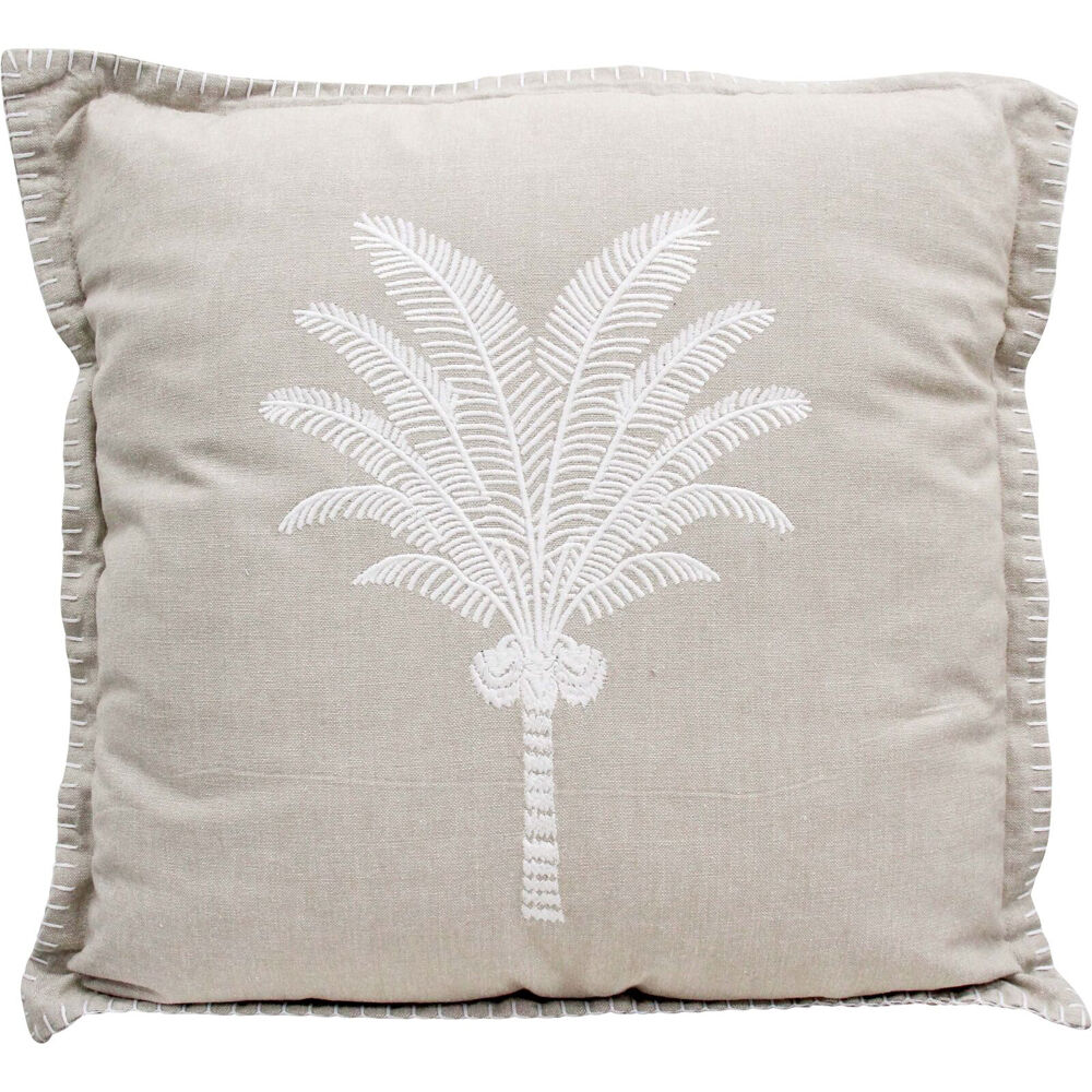 LVD Natural Stone Washed Chambray Cotton Cushion 46x46cm White Palm Cove