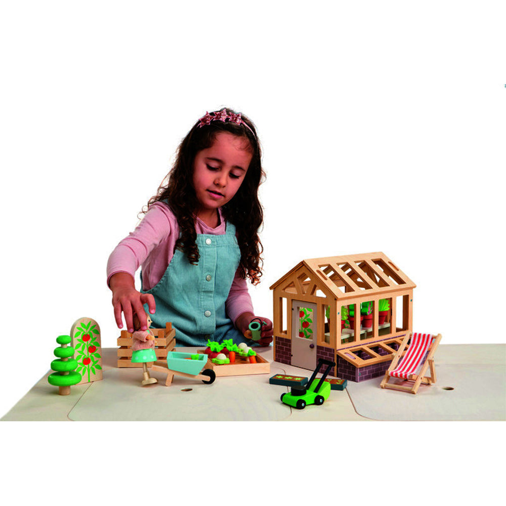 Tender Leaf Toys 48cm Greenhouse w/ Garden Wooden Toy Set Kids 3y+