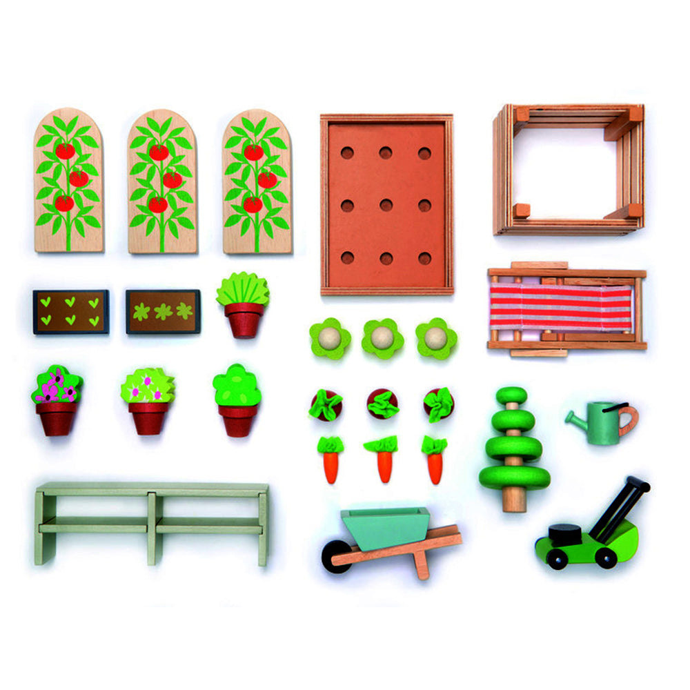 Tender Leaf Toys 48cm Greenhouse w/ Garden Wooden Toy Set Kids 3y+