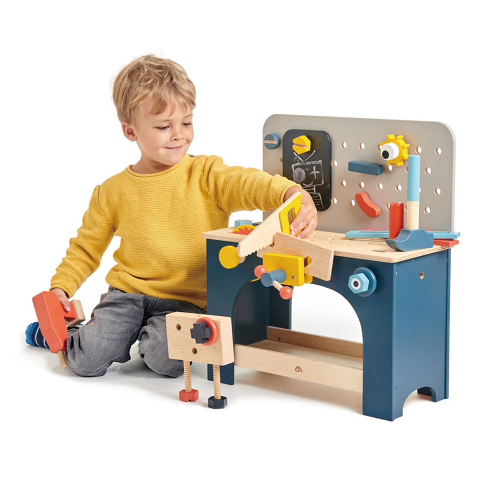 Tender Leaf Toys 42cm Tabletop Tool Bench Wooden Toy Set Kids 3y+