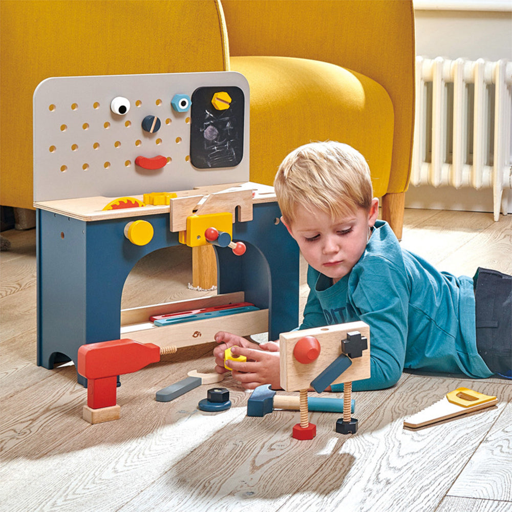 Tender Leaf Toys 42cm Tabletop Tool Bench Wooden Toy Set Kids 3y+
