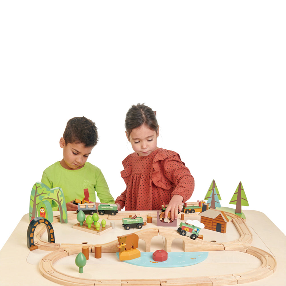 Tender Leaf Toys 52cm Wild Pines Train Wooden Toy Set Kids 3y+