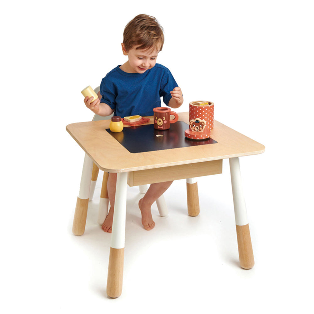 Tender Leaf Toys 31cm Forest Square Wooden Table w/ Compartment 3y+