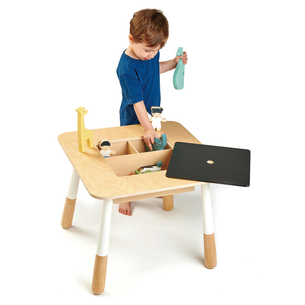 Tender Leaf Toys 31cm Forest Square Wooden Table w/ Compartment 3y+