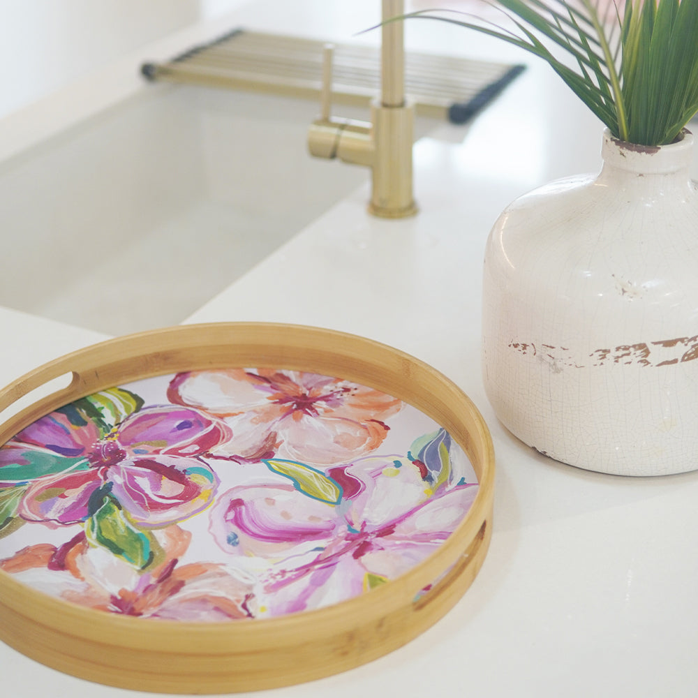 Splosh Talulah Round Bamboo Serving Platter w/ Handle 38cm