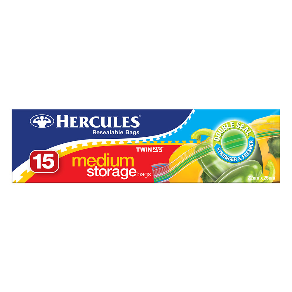 3x 15pc Hercules ClickZip Medium Storage Bags