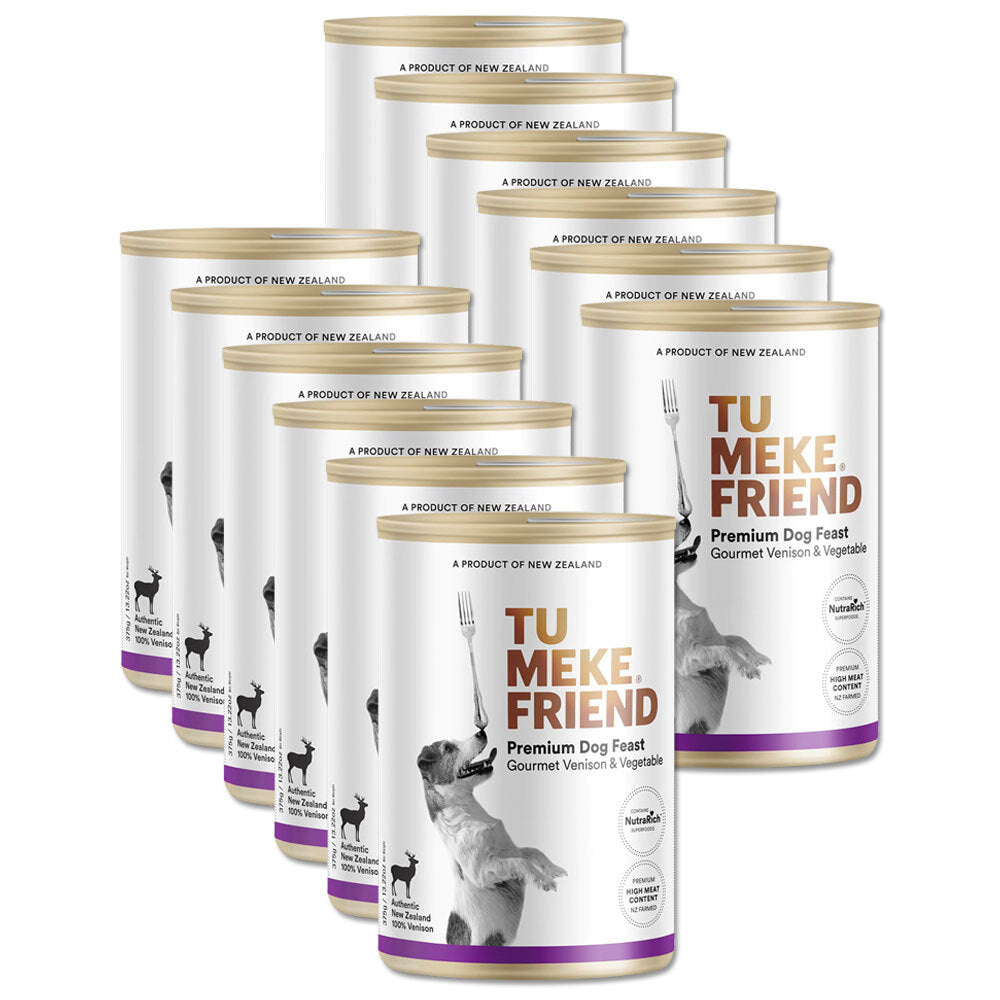 12PK Tu Meke Friend 375g Premium Dog Feast Gourmet Venison & Vegetable