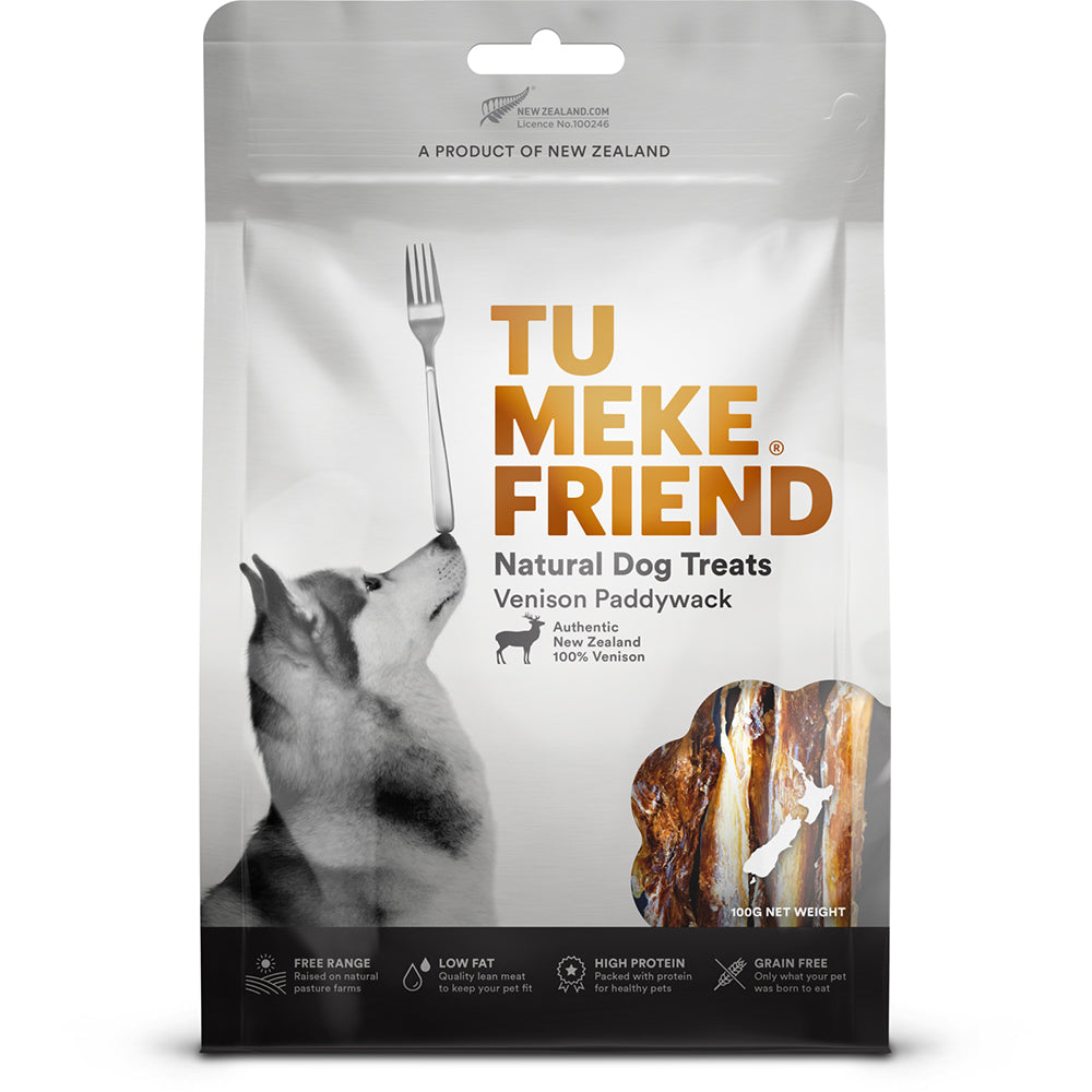 2PK Tu Meke Friend 100g Air-Dried Natural Dog Treats Venison Paddywack