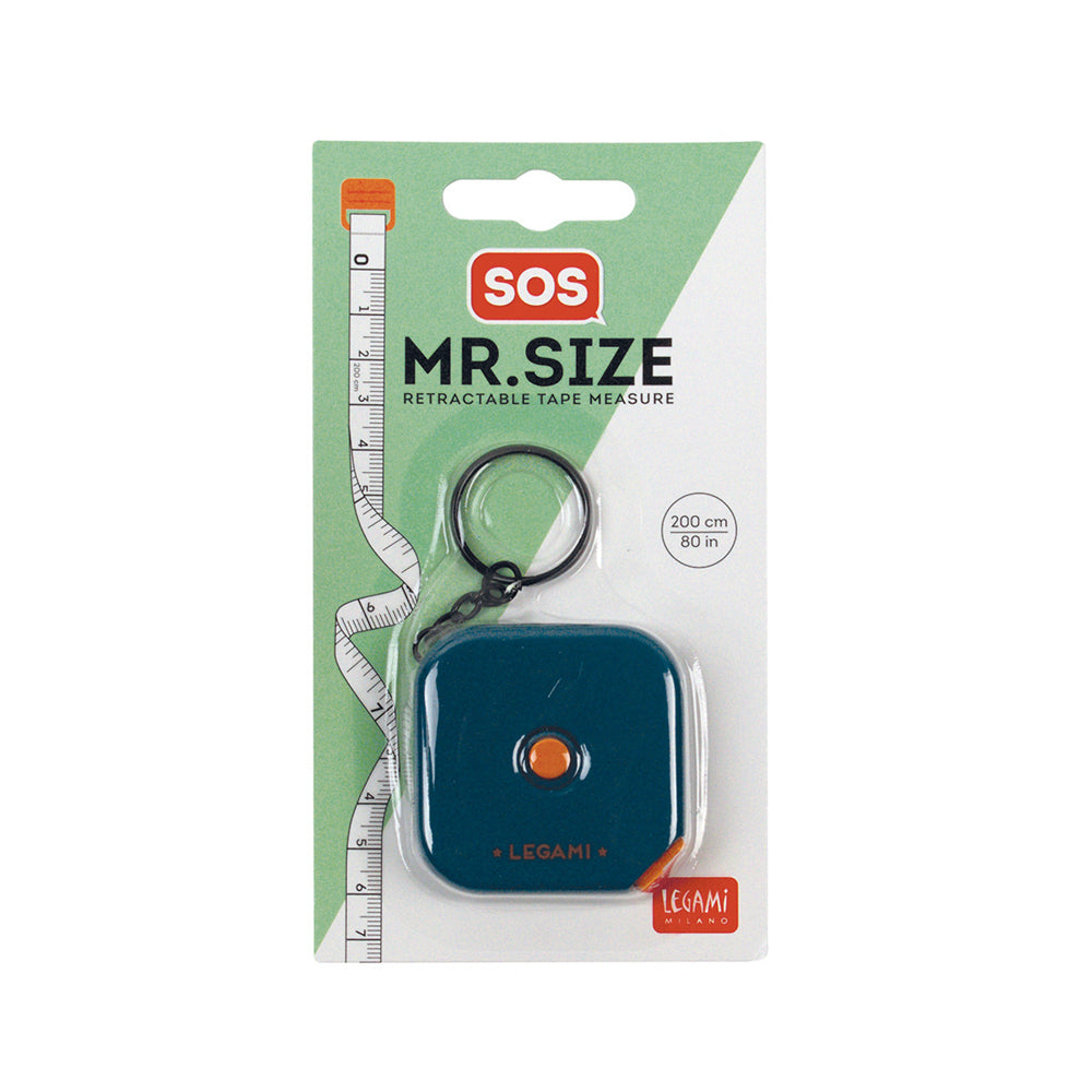 6PK Legami SOS Retractable Tape Measure Mr. Size Petrol Blue 200cm