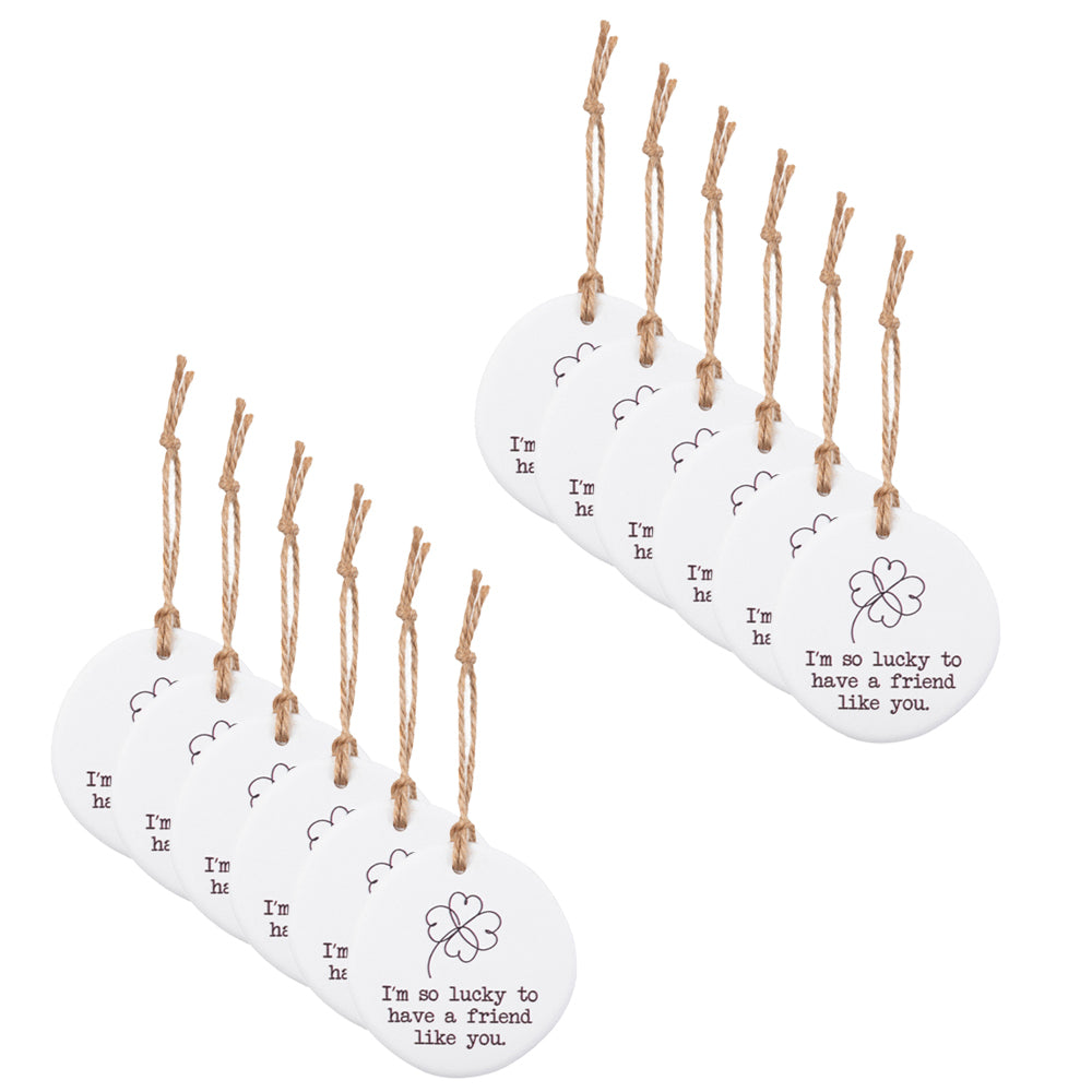 12PK Splosh Friend Ceramic Tiny Treasures w/ Rope - White
