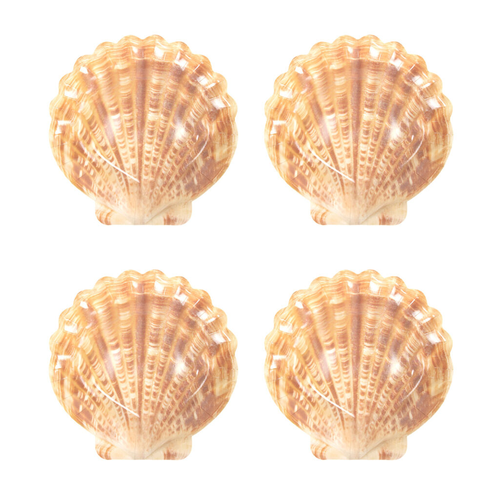 4x 10pc Esschert Design Paper Plate Shell Dinnerware 23.2cm Brown