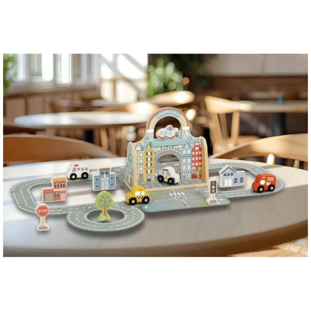 Tooky Toy Felt City Playset Wooden Portable Play Mat Set Kids/Children 3y+