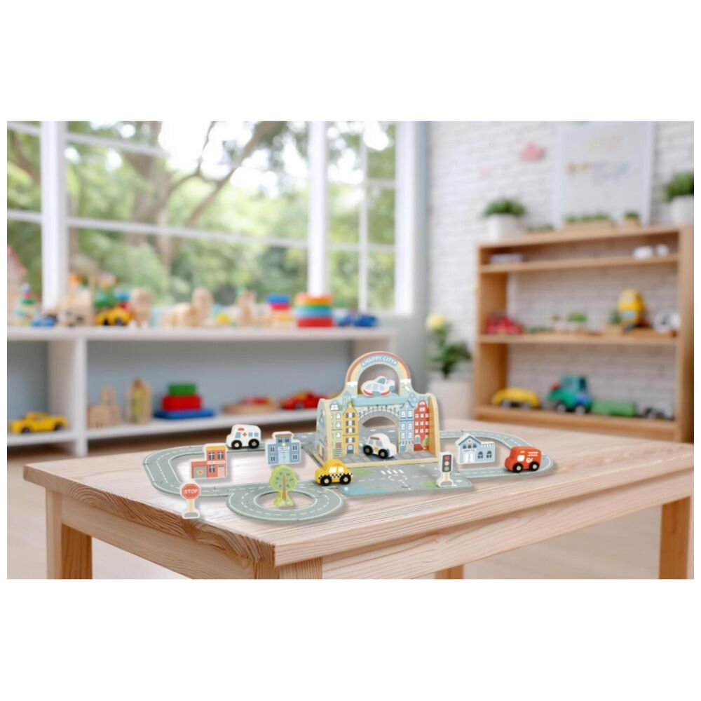 Tooky Toy Felt City Playset Wooden Portable Play Mat Set Kids/Children 3y+
