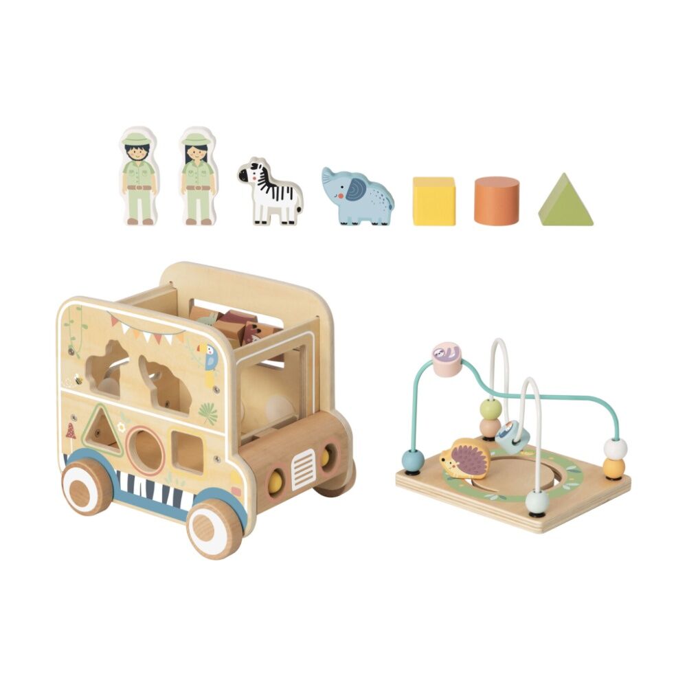 Tooky Toy Versatile Safari Hunting Vehicle Wooden Activity Kids/Children 18m+