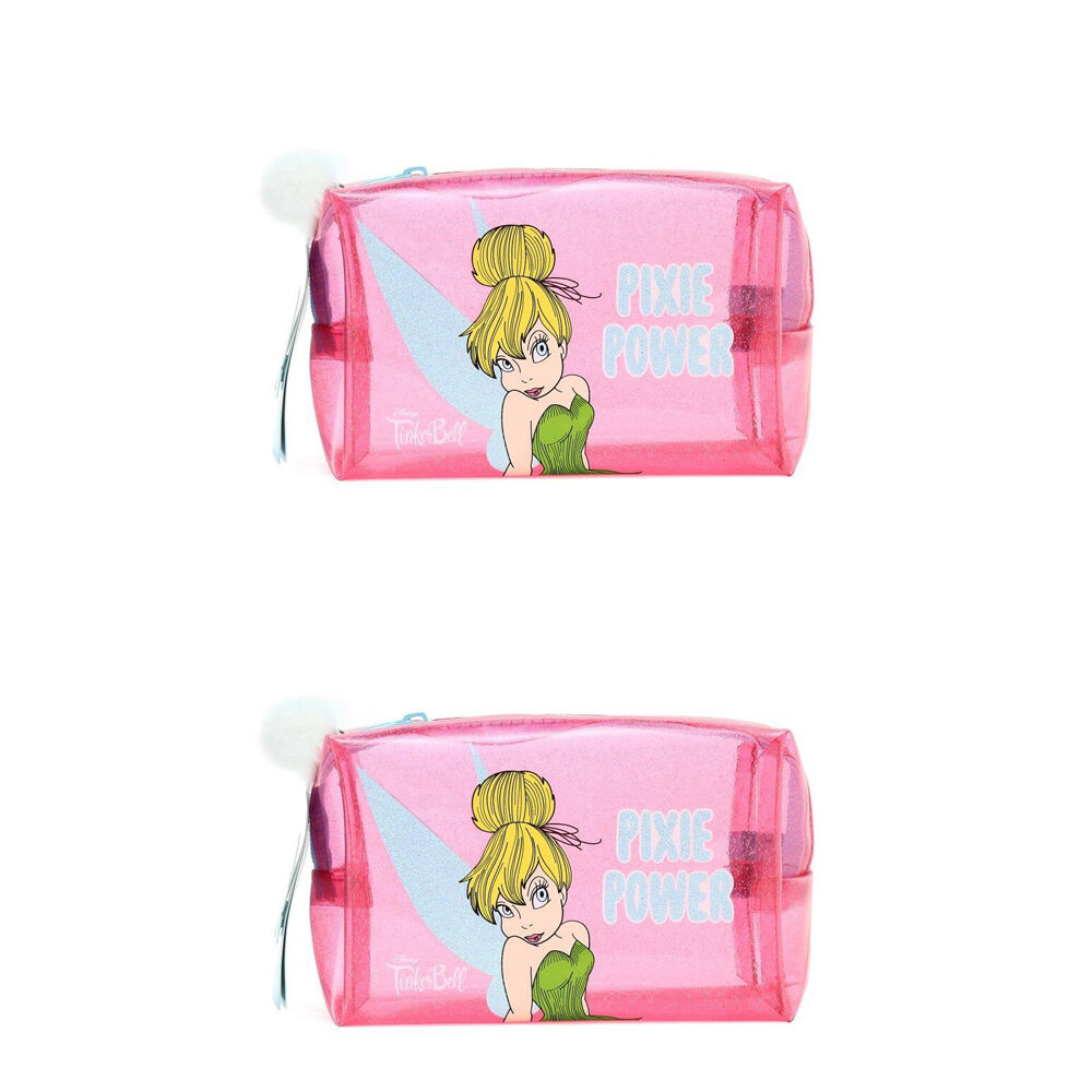2PK Disney Tinkerbell Pixie Perfection Cosmetic Makeup Storage Bag Multicoloured