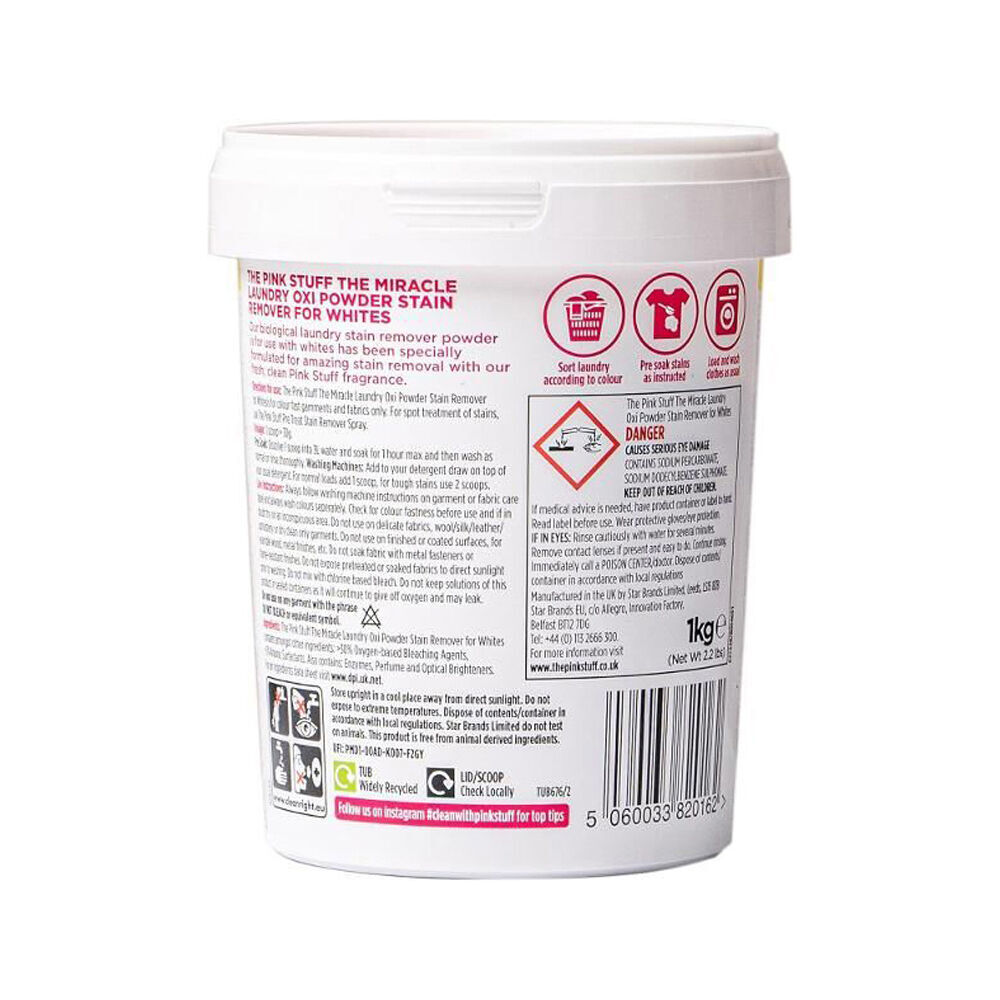2PK The Pink Stuff Stain Remover White Safe Laundry Cleaner 1kg