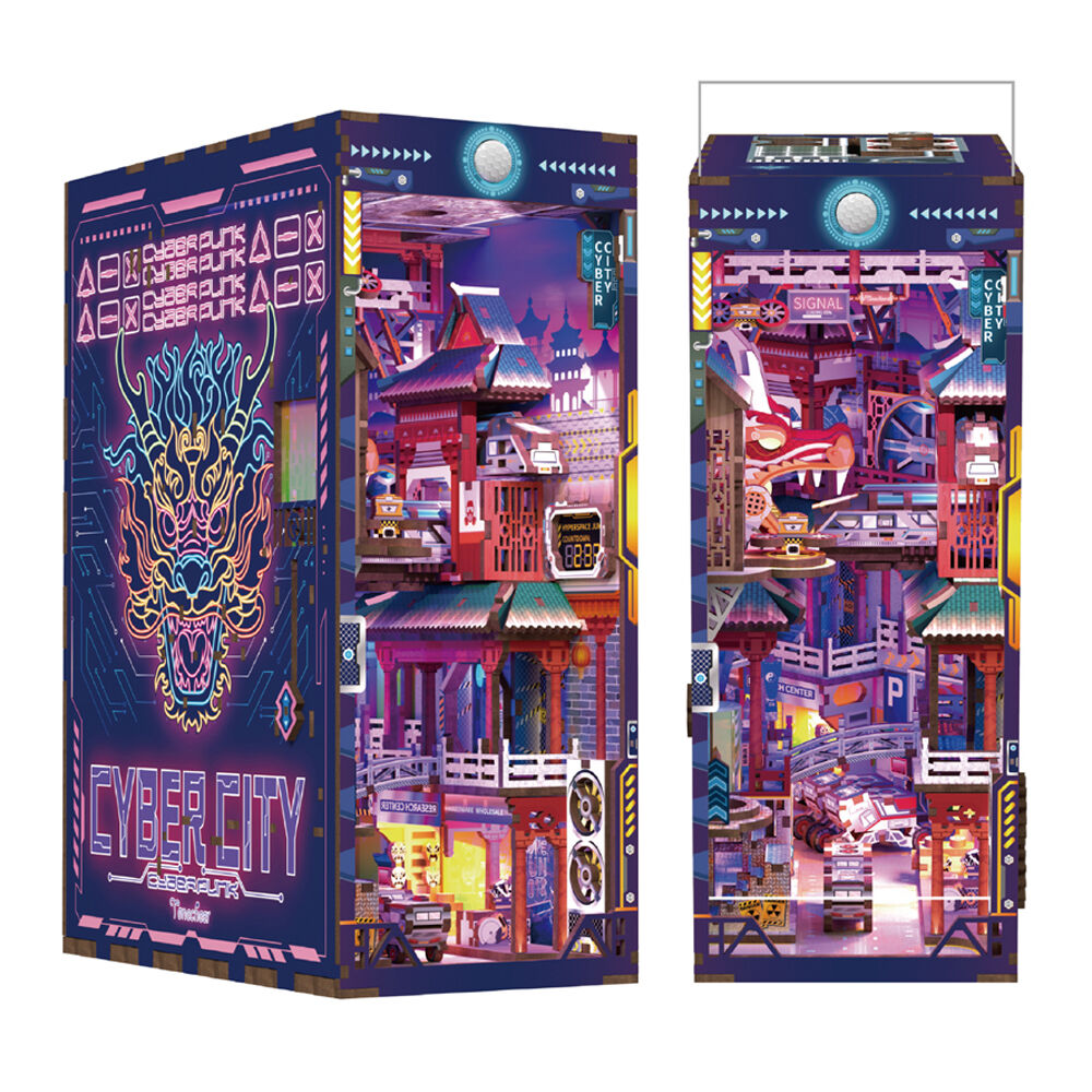 284pc Tonecheer Cyber City 3D Puzzle 245mm DIY Dollhouse Book Nook Kit 15y+