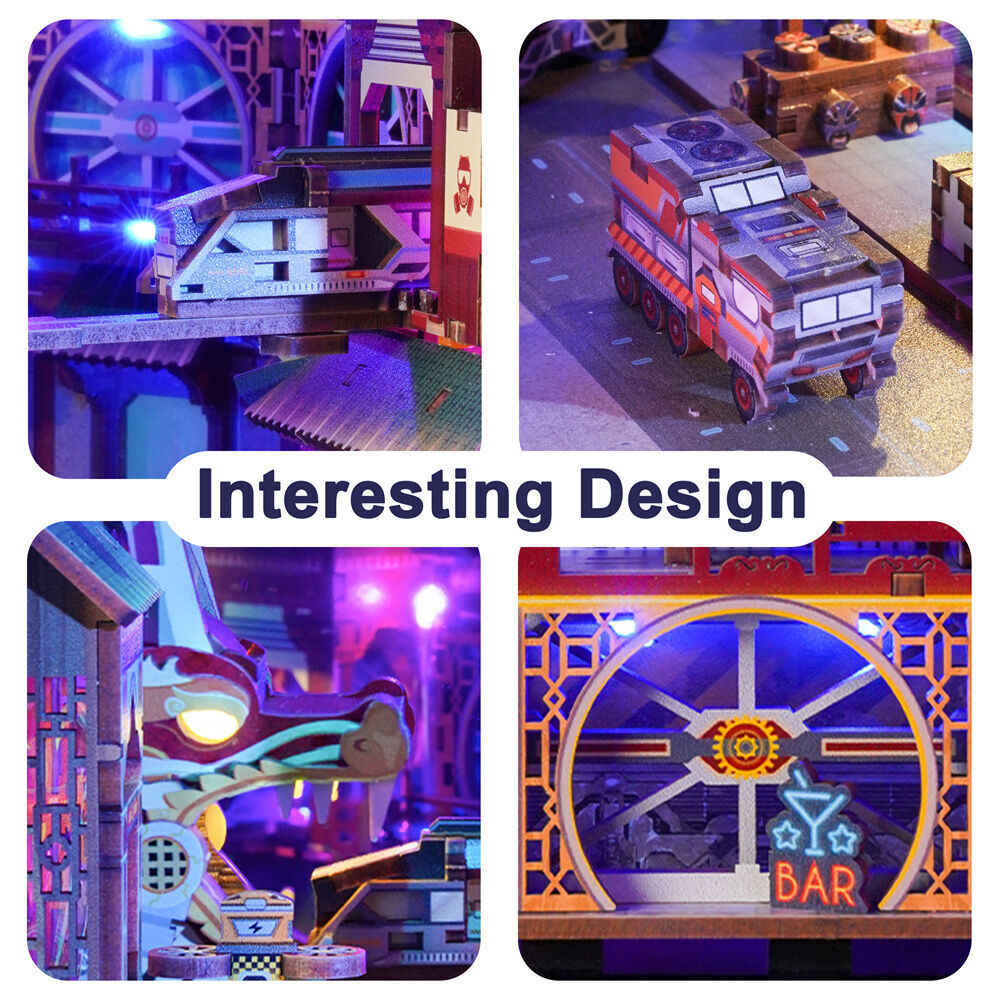 284pc Tonecheer Cyber City 3D Puzzle 245mm DIY Dollhouse Book Nook Kit 15y+