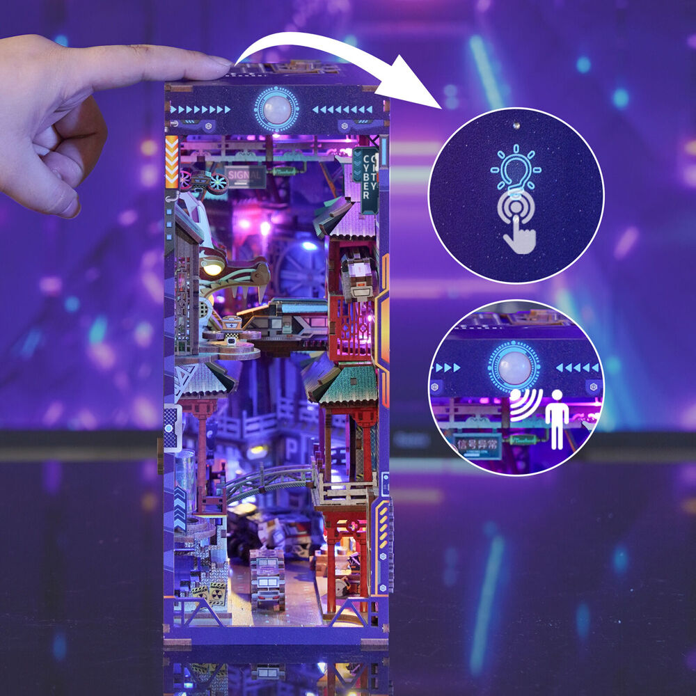 284pc Tonecheer Cyber City 3D Puzzle 245mm DIY Dollhouse Book Nook Kit 15y+