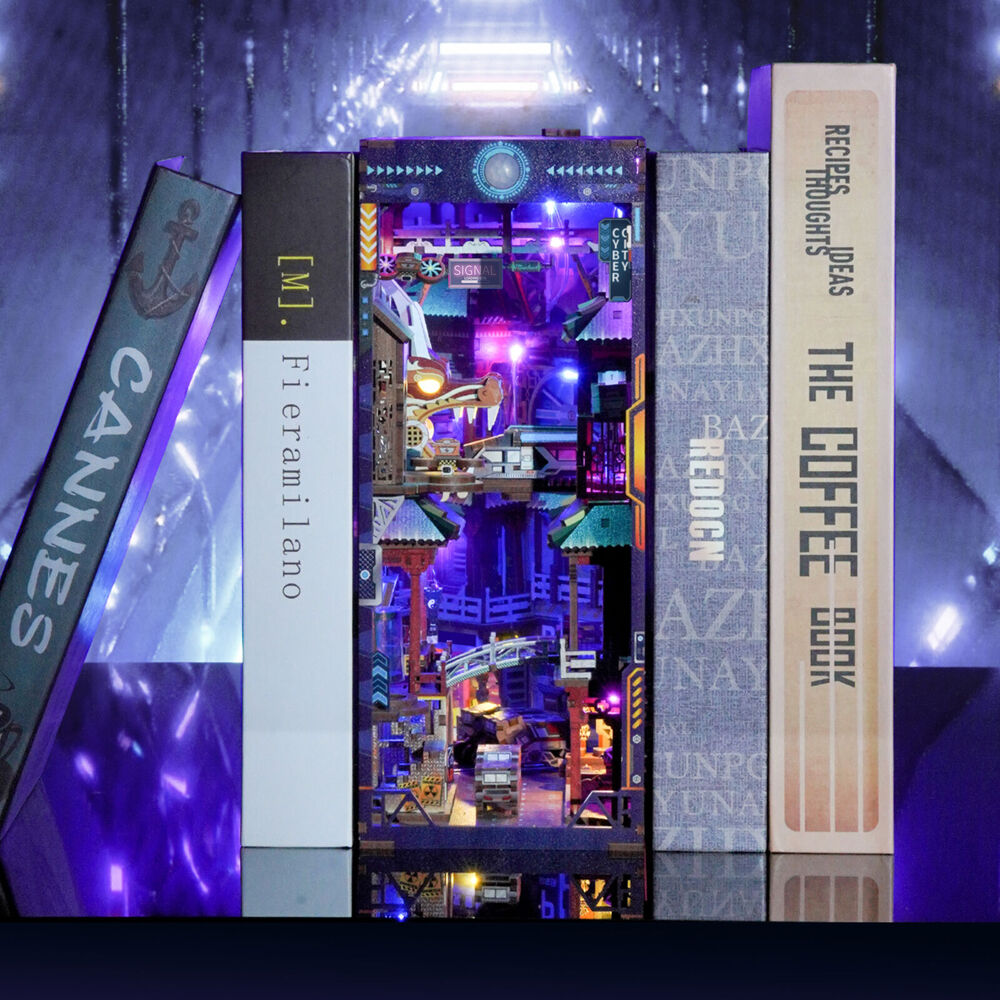 284pc Tonecheer Cyber City 3D Puzzle 245mm DIY Dollhouse Book Nook Kit 15y+