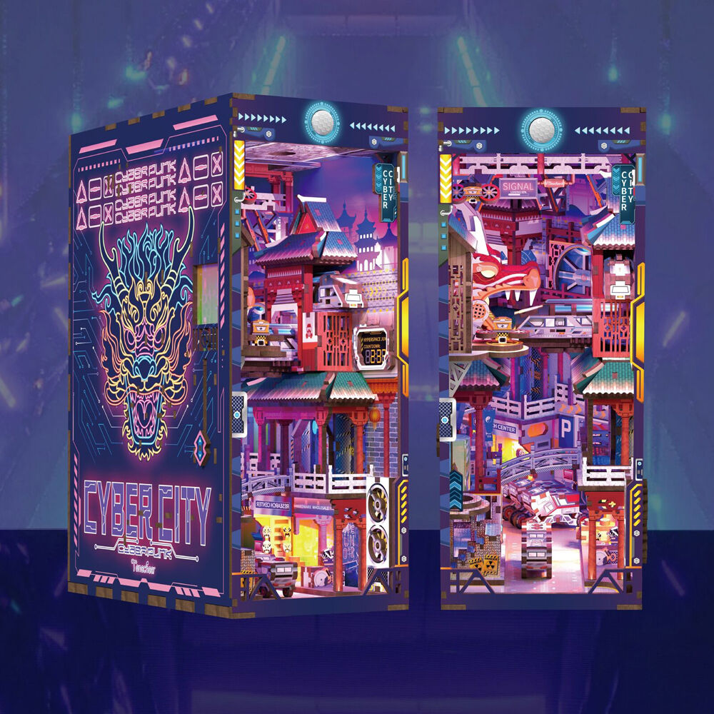 284pc Tonecheer Cyber City 3D Puzzle 245mm DIY Dollhouse Book Nook Kit 15y+