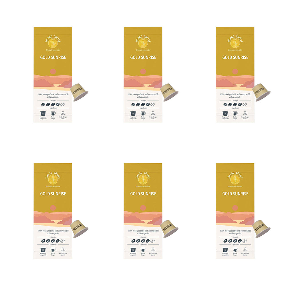 60pc Tripod Coffee Gold Sunrise Single Origin Coffee Capsules