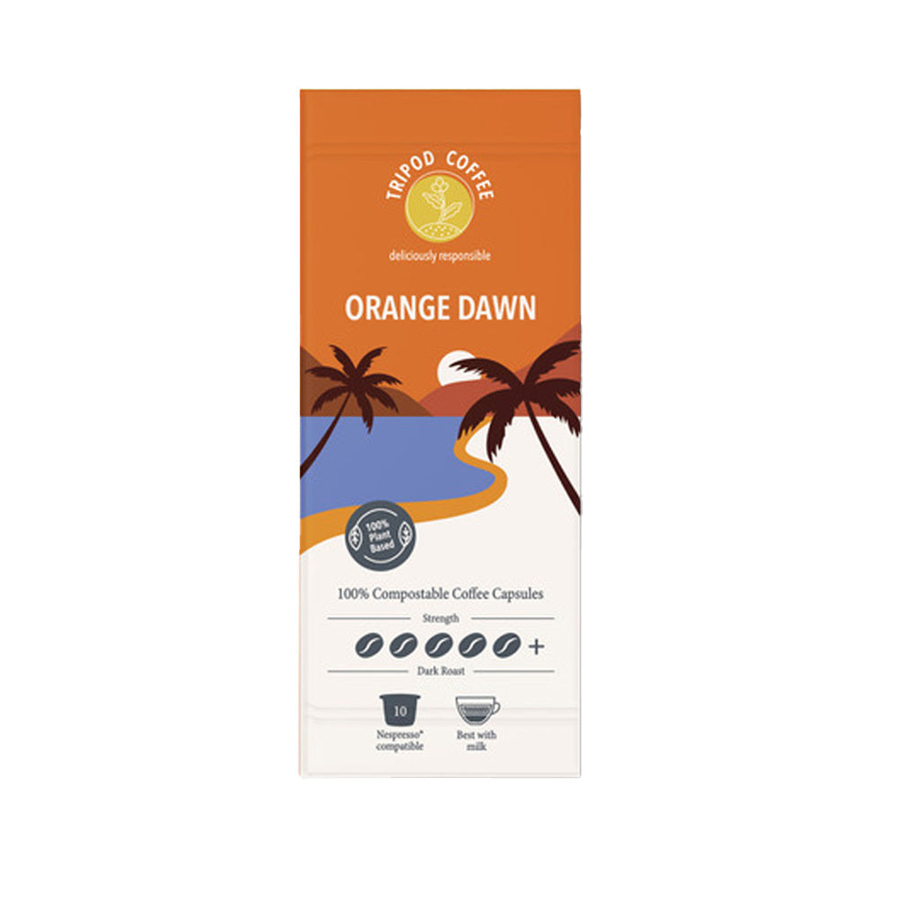 60pc Tripod Coffee Orange Dawn Strong Coffee Capsules