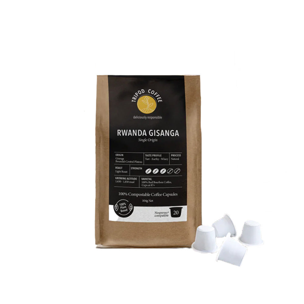 40pc Tripod Coffee Rwanda Gisanga Single Origin Coffee Capsules