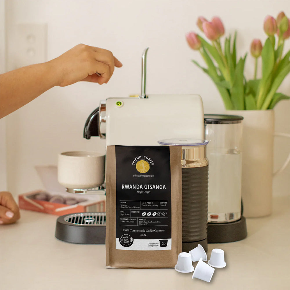 80pc Tripod Coffee Rwanda Gisanga Single Origin Coffee Capsules