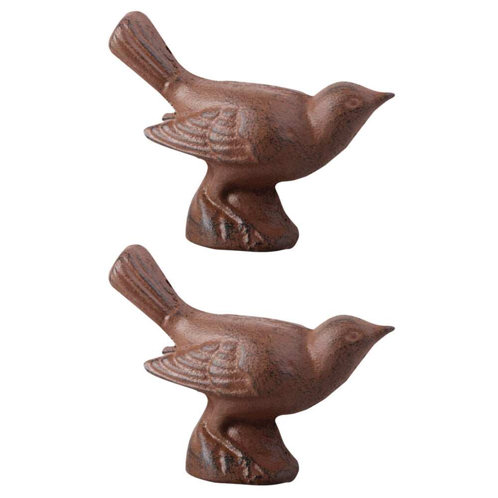 2PK Esschert Design Cast Iron Bird Ornament Small Indoor Outdoor Decor Brown