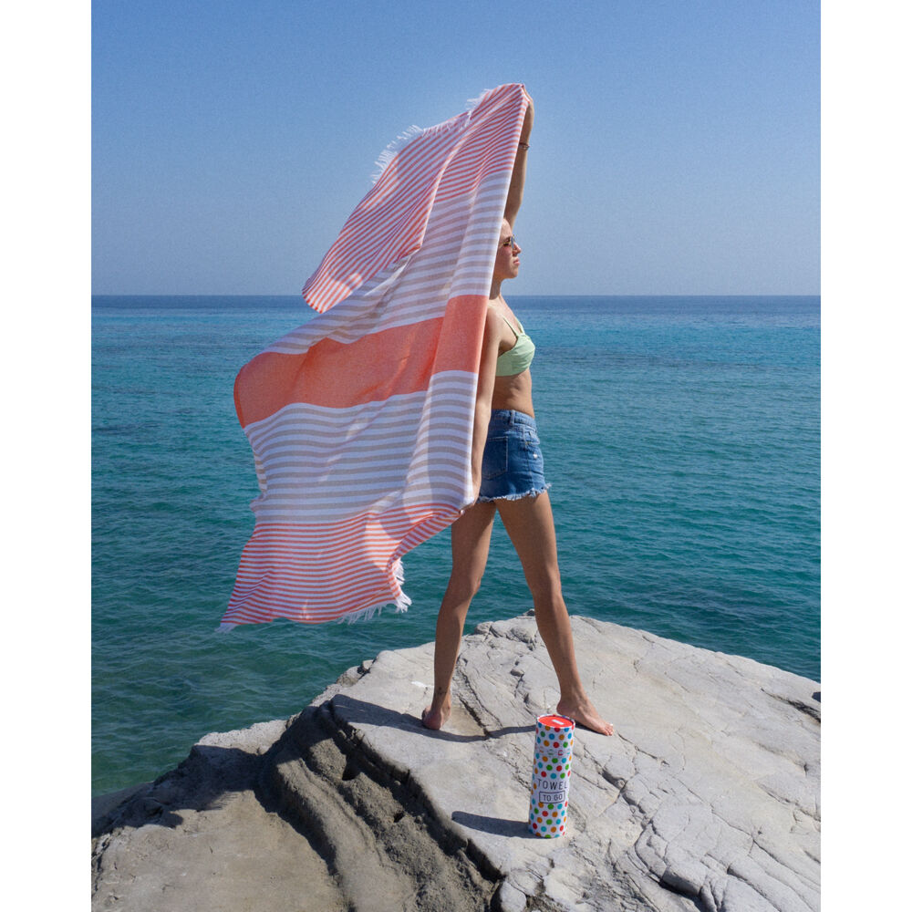 Towel To Go 100% Turkish Cotton Bali Hammam Beach Towel 180x100cm Orange/Beige