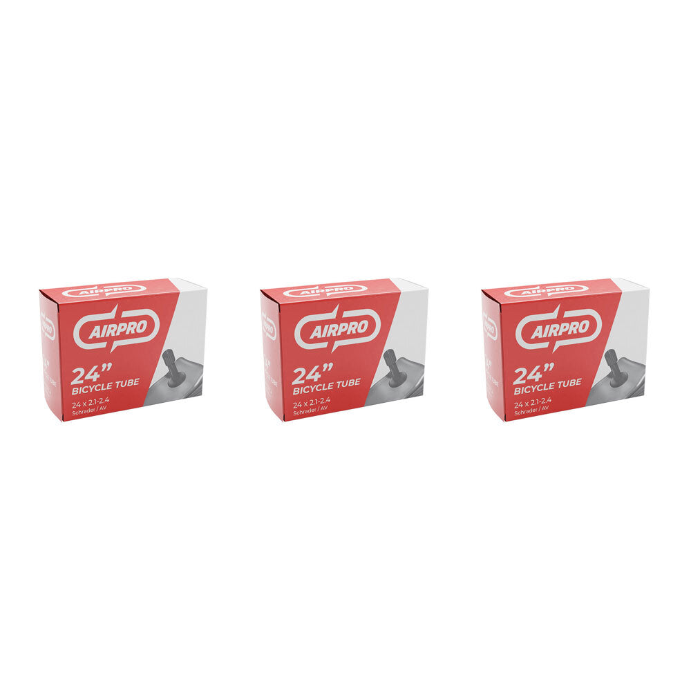 3PK AirPro Bicycle Inner Tube w/ Schrader Valve 24x2.1-2.4''