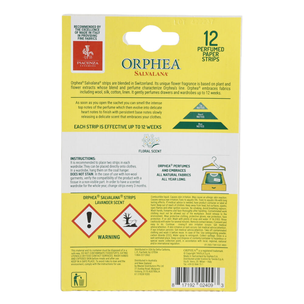 3x 12pc Orphea Clothes Protector Natural Flower Scented Strips Drawers/Closets