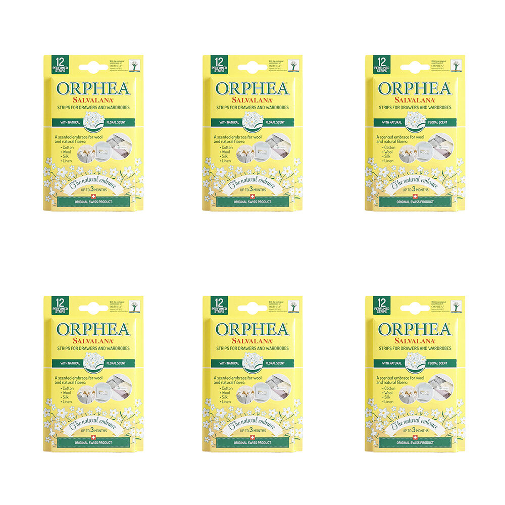 6x 12pc Orphea Clothes Protector Natural Flower Scented Strips Drawers/Closets