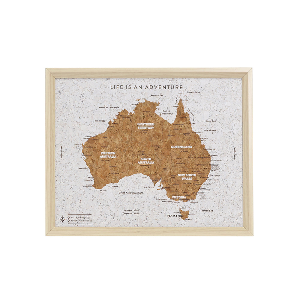 Travel Board 27x22cm Desk Australia Map Framed Canvas