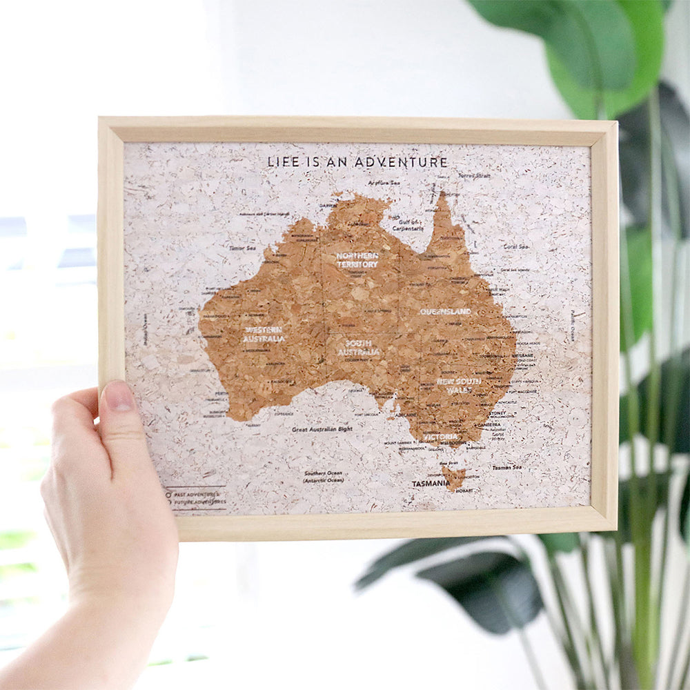Travel Board 27x22cm Desk Australia Map Framed Canvas