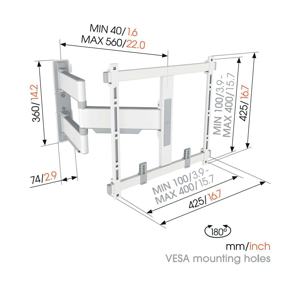 Vogels Elite 5445 Motion+ Wall Mount For 32-65" TV Medium - White