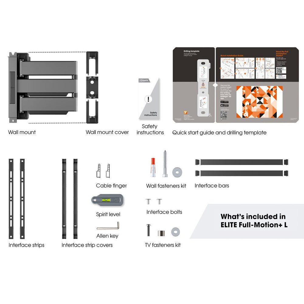 Vogels Elite 5645 Motion+ Wall Mount For 40-77" TV Large - White