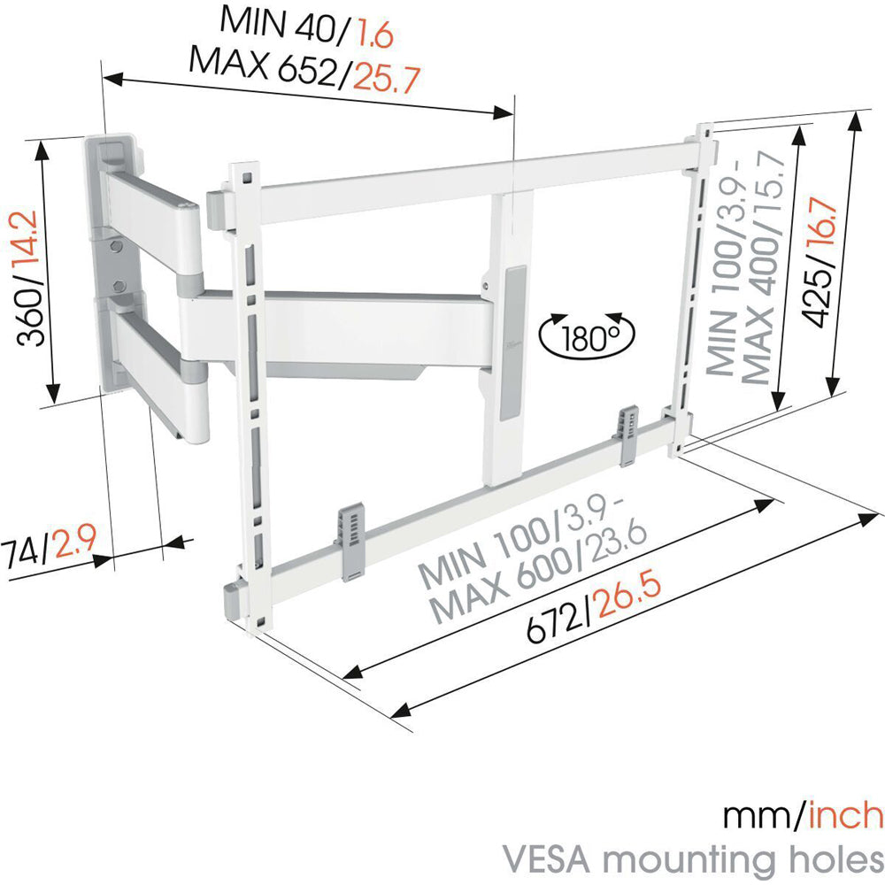 Vogels Elite 5645 Motion+ Wall Mount For 40-77" TV Large - White
